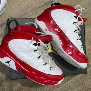 Red and white Jordan Retro 9